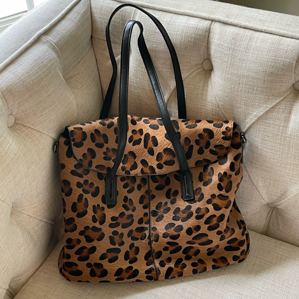 Elizabeth and James, Leopard Calf Hair Satchel, Like New!